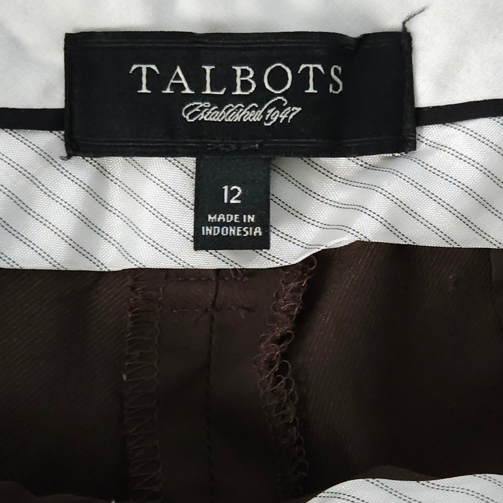 Talbots Heritage Wide Leg Trousers Brown 12‎ Dress Pants Career Slacks - Picture 5 of 11
